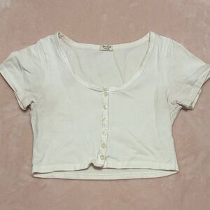 John Galt/ Brandy Melville white cropped button shirt
